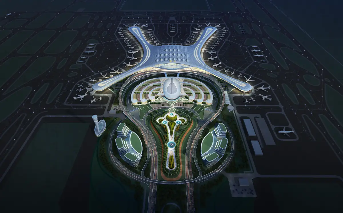 兰州中川国际机场三期扩建工程夜景效果图